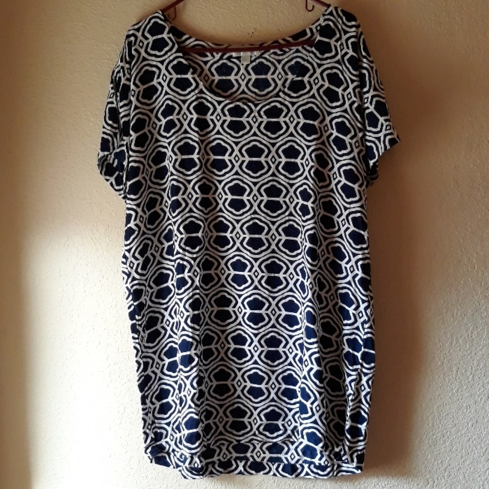 Escapada Navy and White Geometric Mini Dress